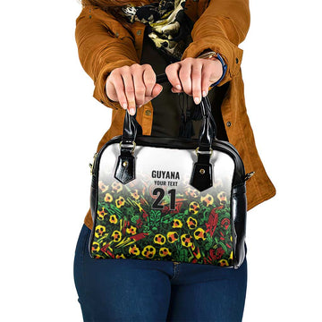 Custom Guyana Football Shoulder Handbag Spirit of the Jaguar - White LT9