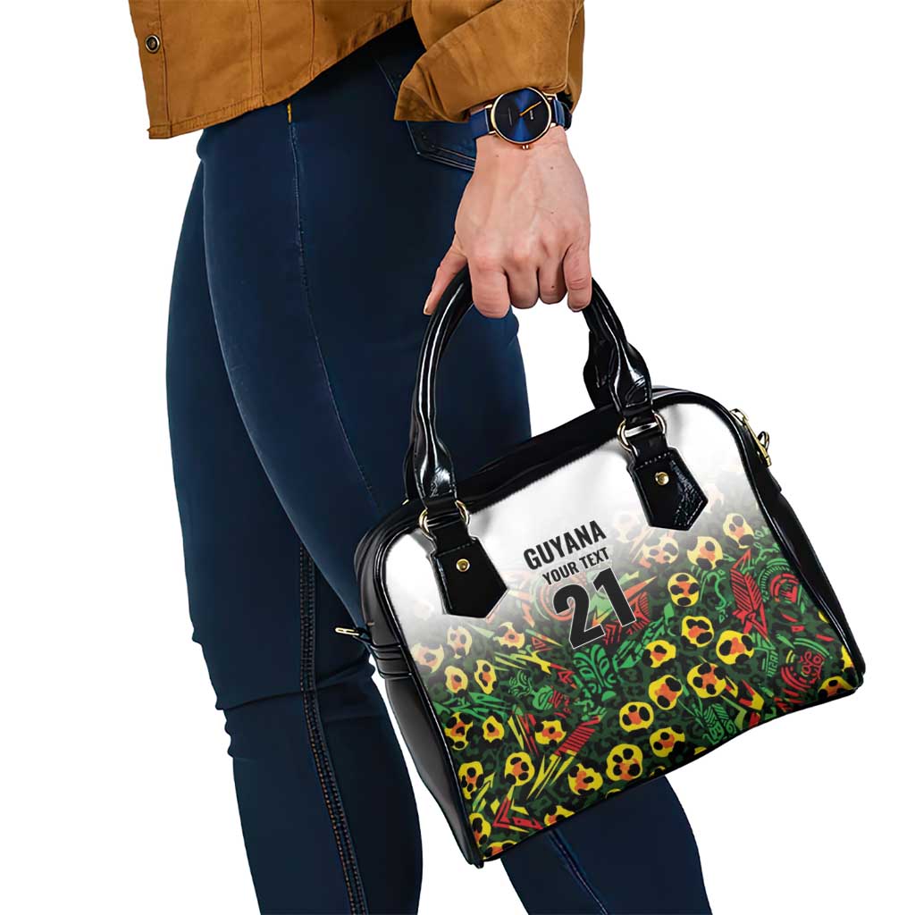 Custom Guyana Football Shoulder Handbag Spirit of the Jaguar - White LT9