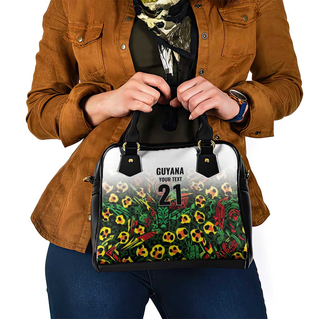 Custom Guyana Football Shoulder Handbag Spirit of the Jaguar - White LT9