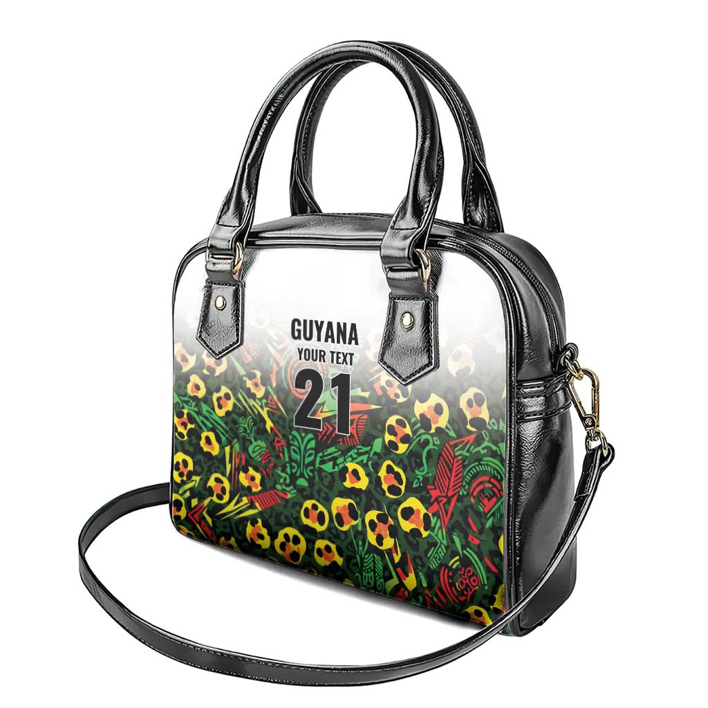 Custom Guyana Football Shoulder Handbag Spirit of the Jaguar - White LT9