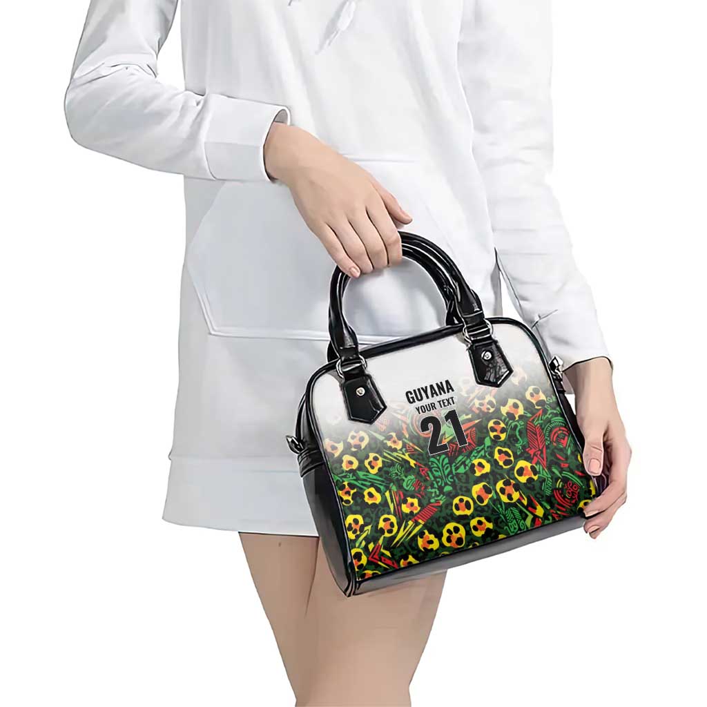 Custom Guyana Football Shoulder Handbag Spirit of the Jaguar - White LT9