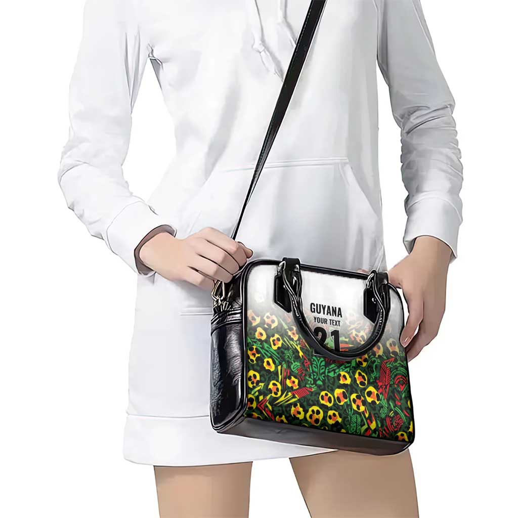 Custom Guyana Football Shoulder Handbag Spirit of the Jaguar - White LT9