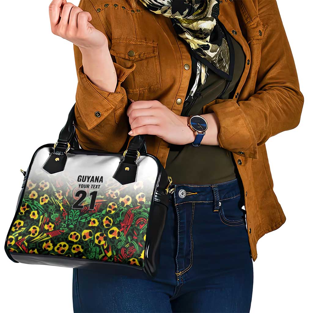 Custom Guyana Football Shoulder Handbag Spirit of the Jaguar - White LT9