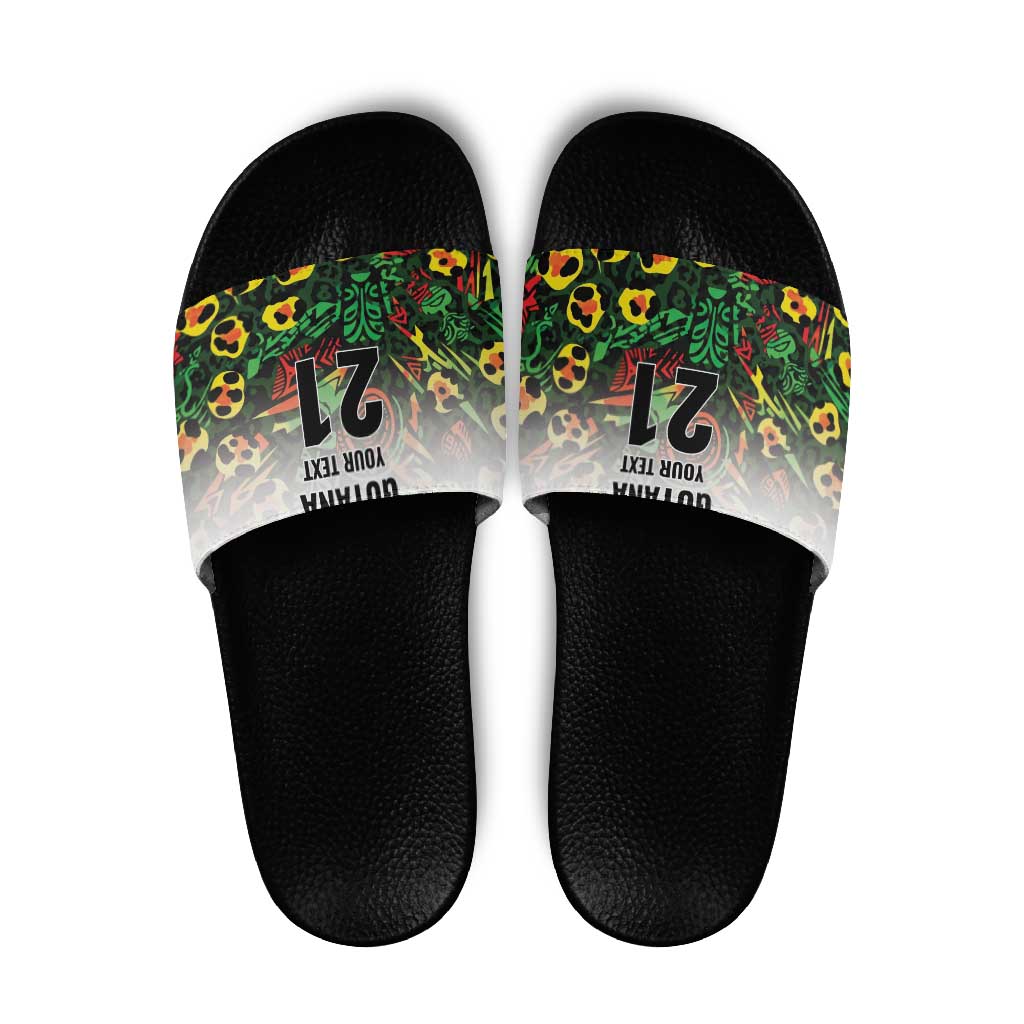 Custom Guyana Football Slide Sandals Spirit of the Jaguar - White LT9