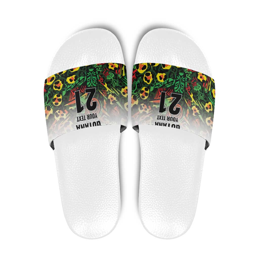 Custom Guyana Football Slide Sandals Spirit of the Jaguar - White LT9
