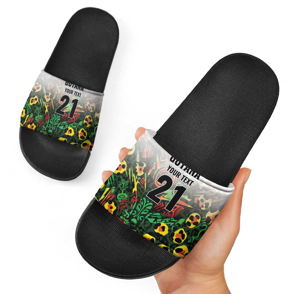 Custom Guyana Football Slide Sandals Spirit of the Jaguar - White LT9
