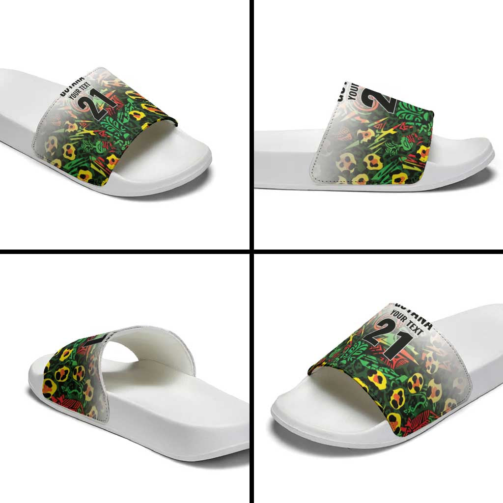 Custom Guyana Football Slide Sandals Spirit of the Jaguar - White LT9