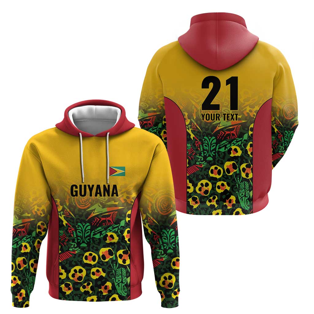 Custom Guyana Football Hoodie Spirit of the Jaguar - Yellow LT9