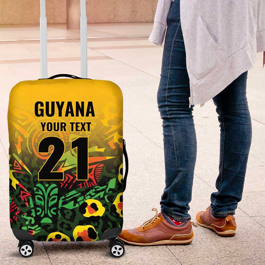 Custom Guyana Football Luggage Cover Spirit of the Jaguar - Yellow LT9