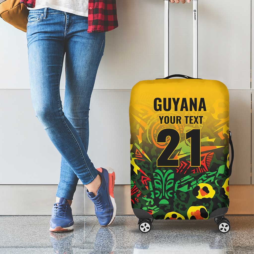 Custom Guyana Football Luggage Cover Spirit of the Jaguar - Yellow LT9