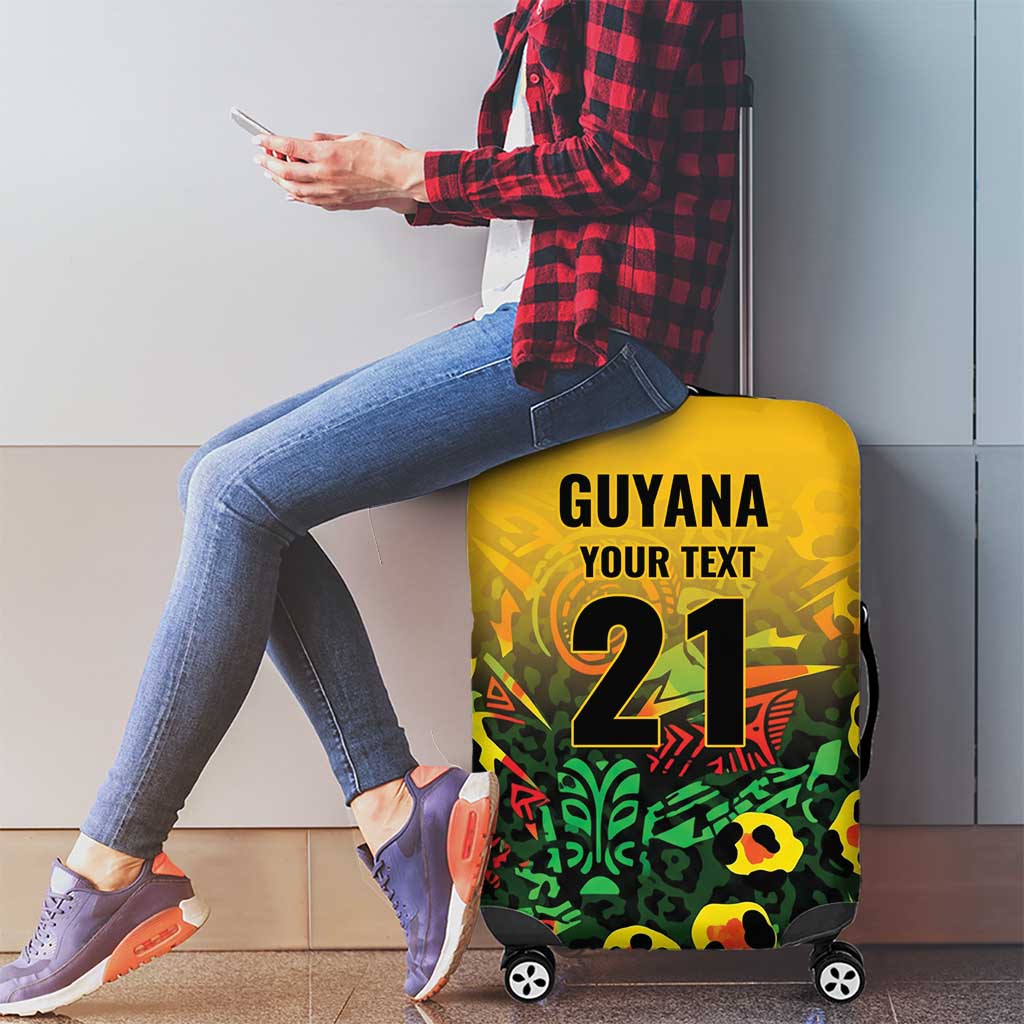 Custom Guyana Football Luggage Cover Spirit of the Jaguar - Yellow LT9