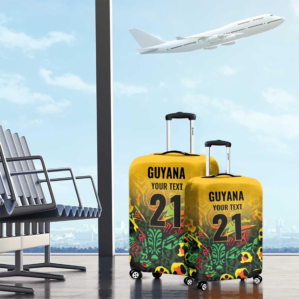 Custom Guyana Football Luggage Cover Spirit of the Jaguar - Yellow LT9