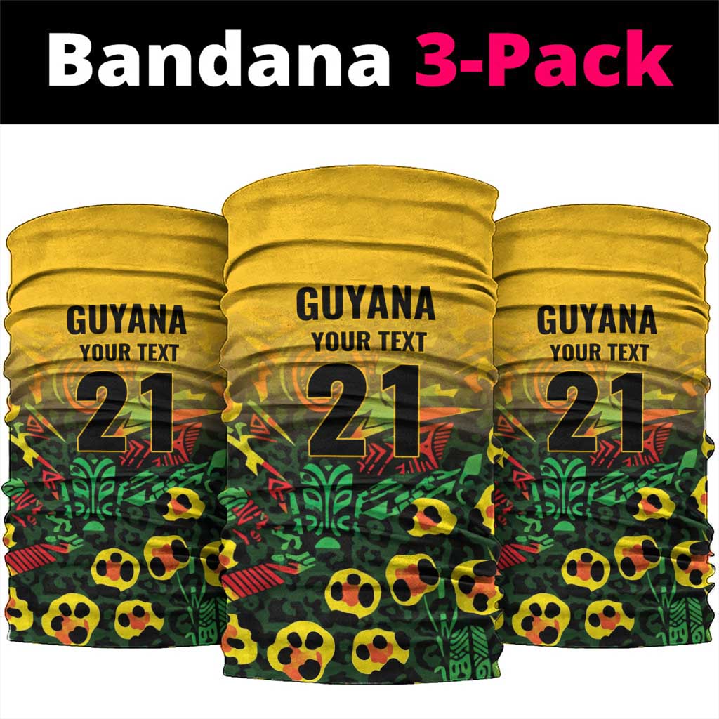Custom Guyana Football Neck Gaiter Spirit of the Jaguar - Yellow LT9