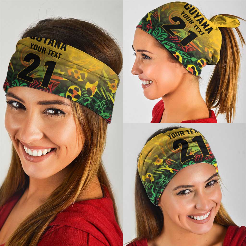 Custom Guyana Football Neck Gaiter Spirit of the Jaguar - Yellow LT9