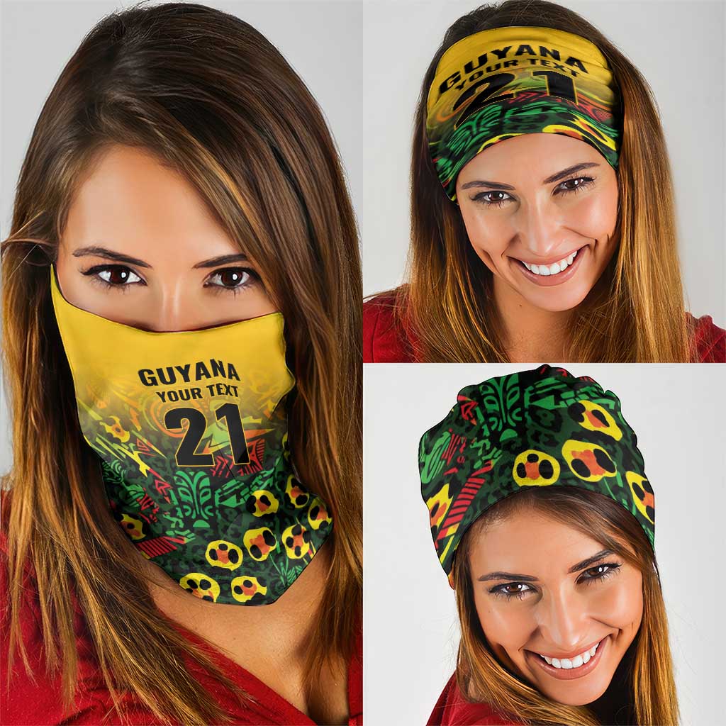 Custom Guyana Football Neck Gaiter Spirit of the Jaguar - Yellow LT9