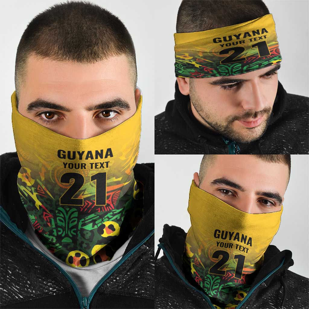 Custom Guyana Football Neck Gaiter Spirit of the Jaguar - Yellow LT9