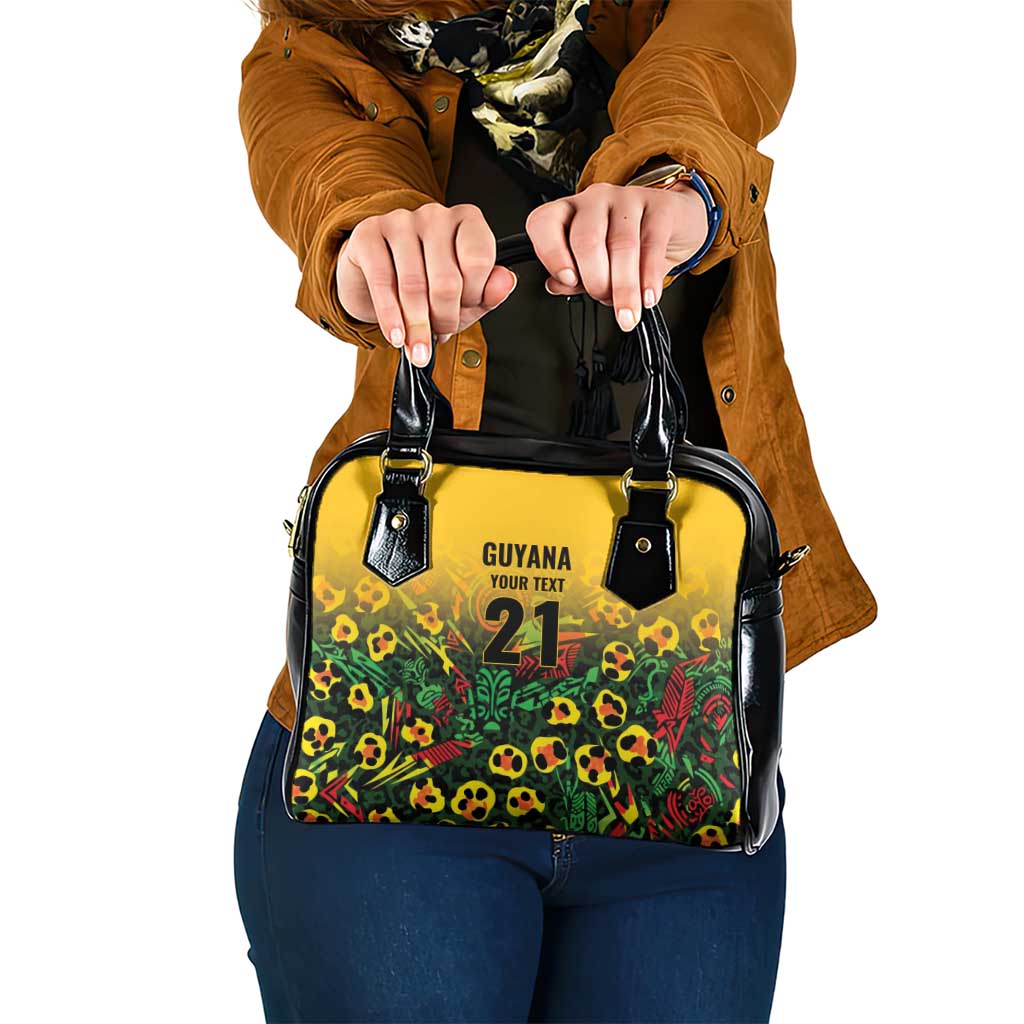 Custom Guyana Football Shoulder Handbag Spirit of the Jaguar - Yellow LT9