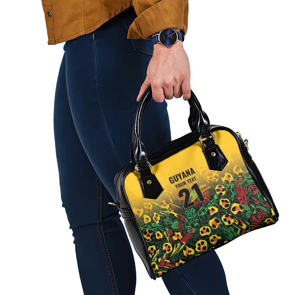 Custom Guyana Football Shoulder Handbag Spirit of the Jaguar - Yellow LT9