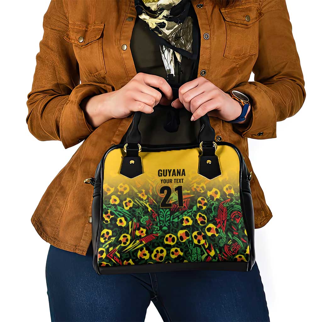 Custom Guyana Football Shoulder Handbag Spirit of the Jaguar - Yellow LT9