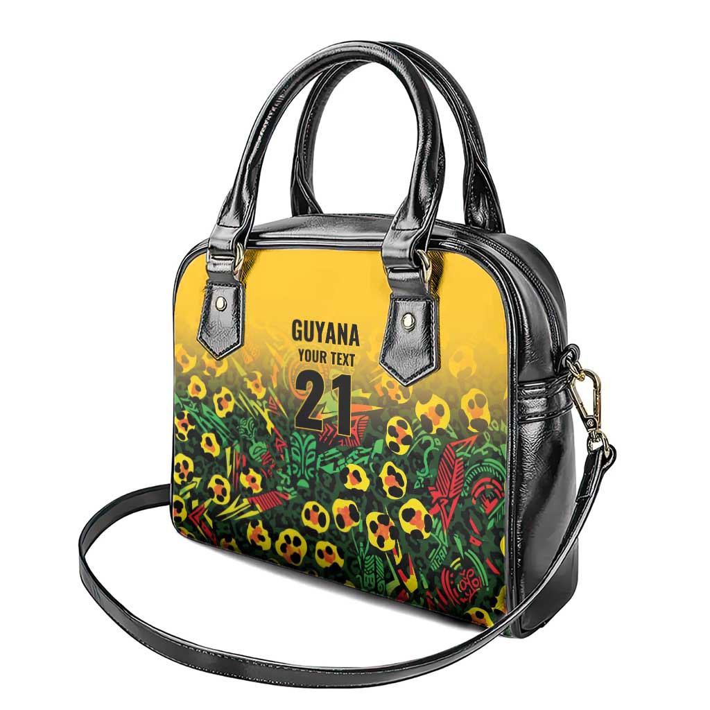 Custom Guyana Football Shoulder Handbag Spirit of the Jaguar - Yellow LT9