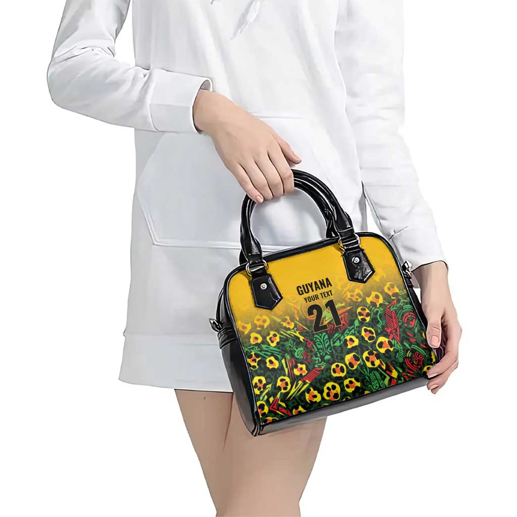 Custom Guyana Football Shoulder Handbag Spirit of the Jaguar - Yellow LT9