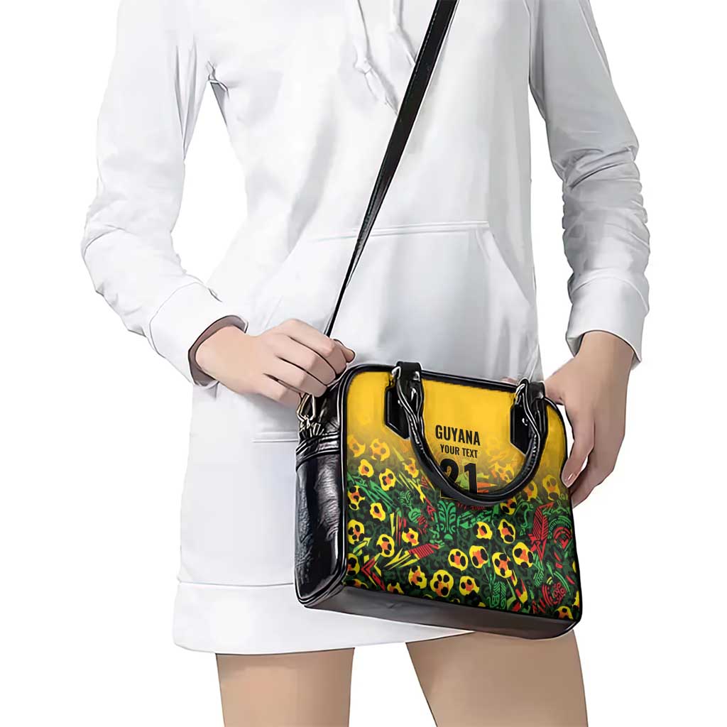 Custom Guyana Football Shoulder Handbag Spirit of the Jaguar - Yellow LT9