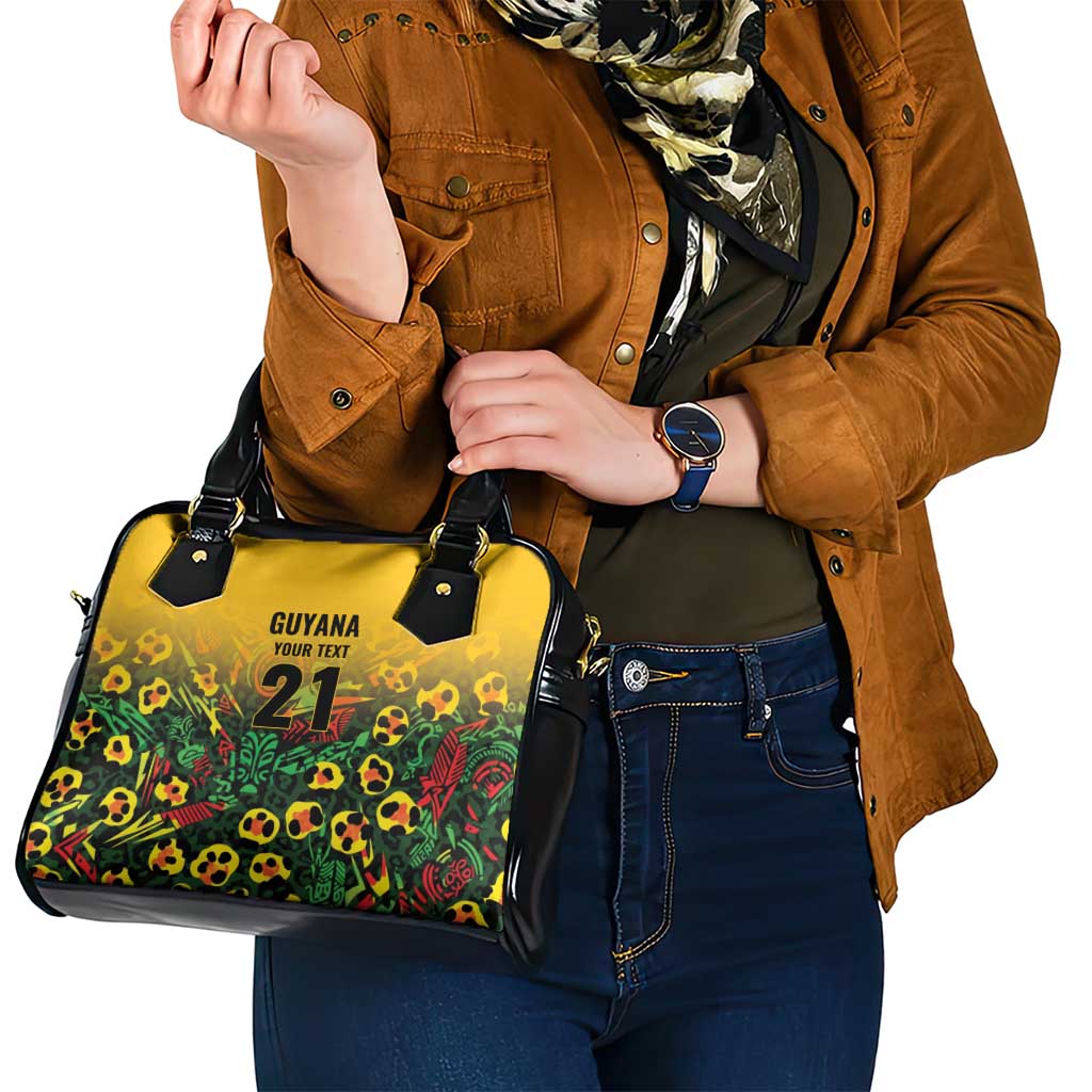 Custom Guyana Football Shoulder Handbag Spirit of the Jaguar - Yellow LT9