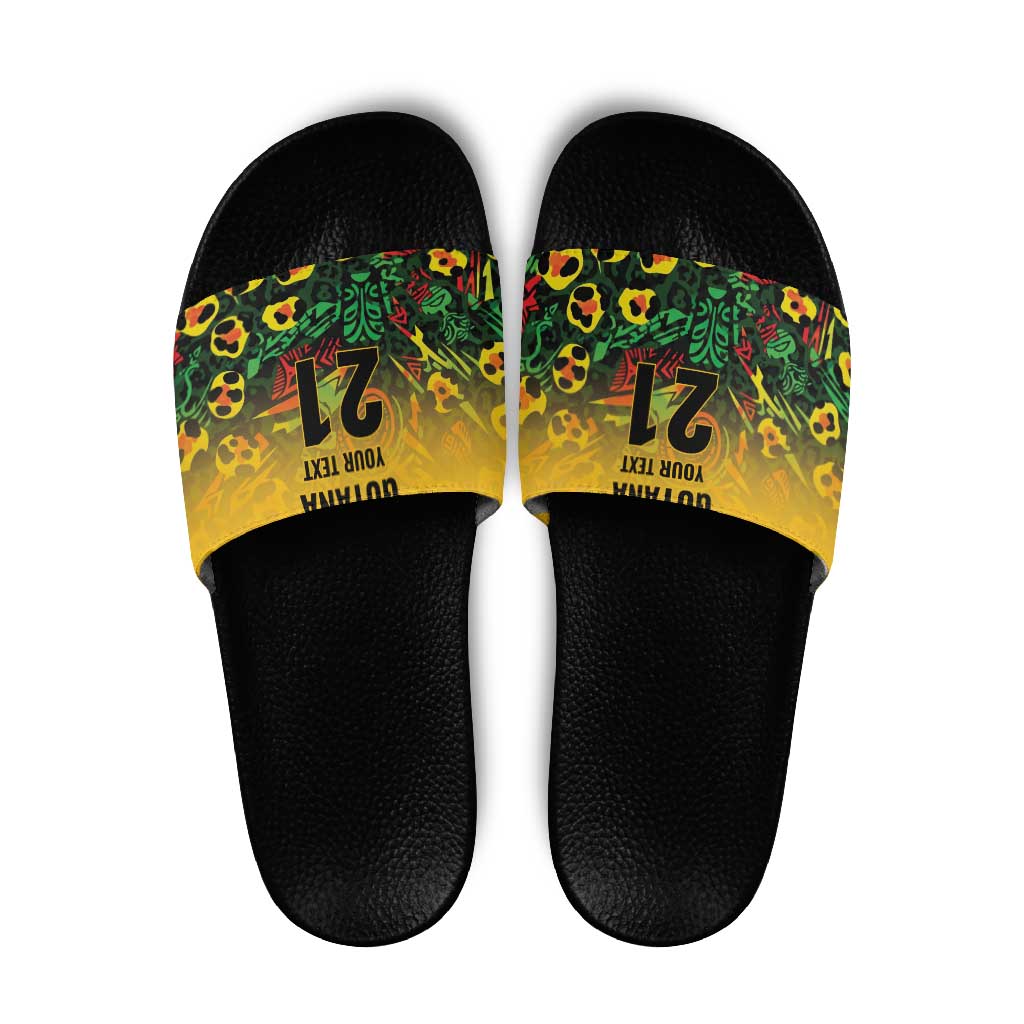 Custom Guyana Football Slide Sandals Spirit of the Jaguar - Yellow LT9