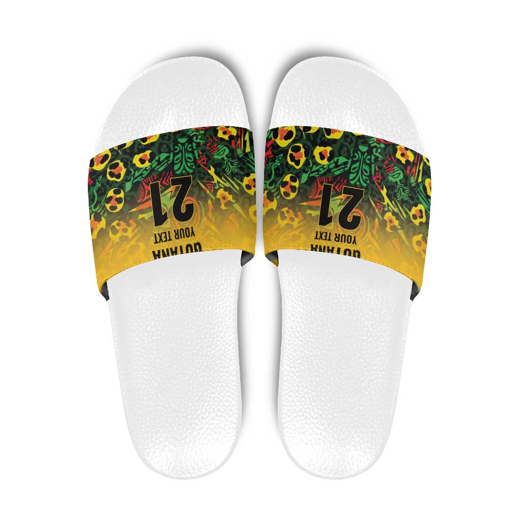 Custom Guyana Football Slide Sandals Spirit of the Jaguar - Yellow LT9