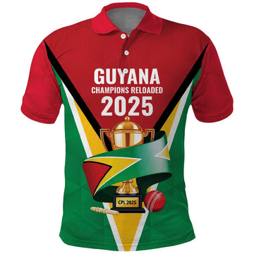 Custom Guyana Champions Reloaded 2025 Polo Shirt Caribbean Cricket Supporter Amazon Warriors LT9