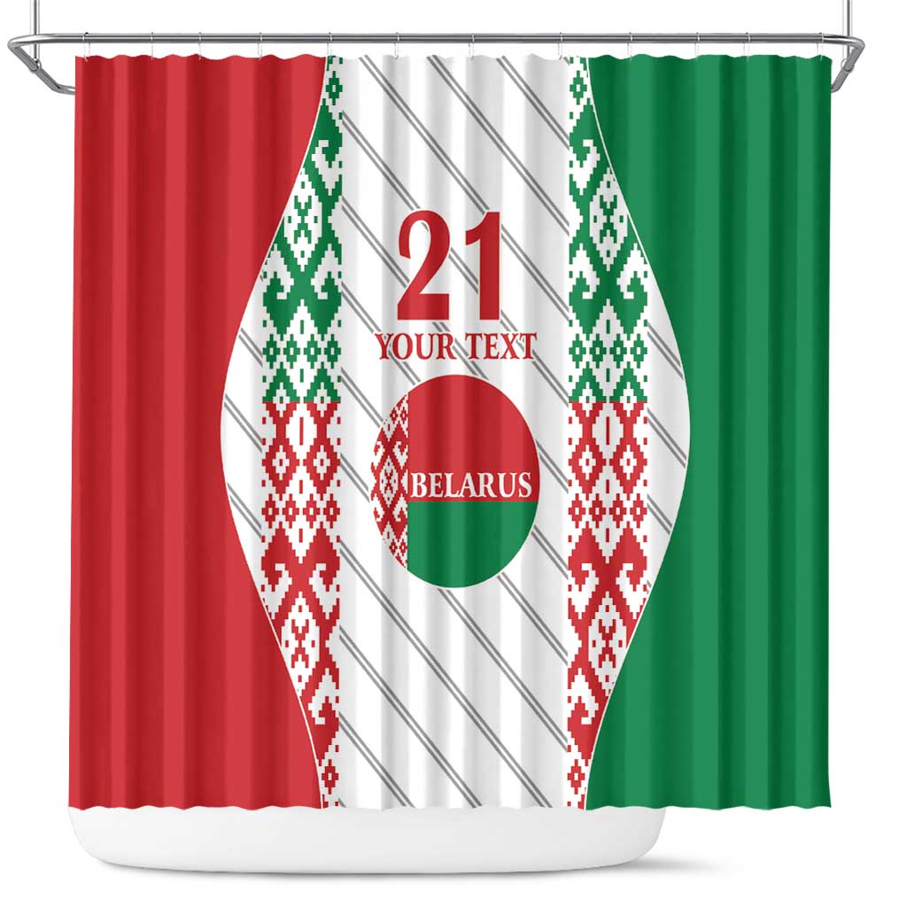 Belarus Football Custom Shower Curtain Rushnyk Pattern LT9