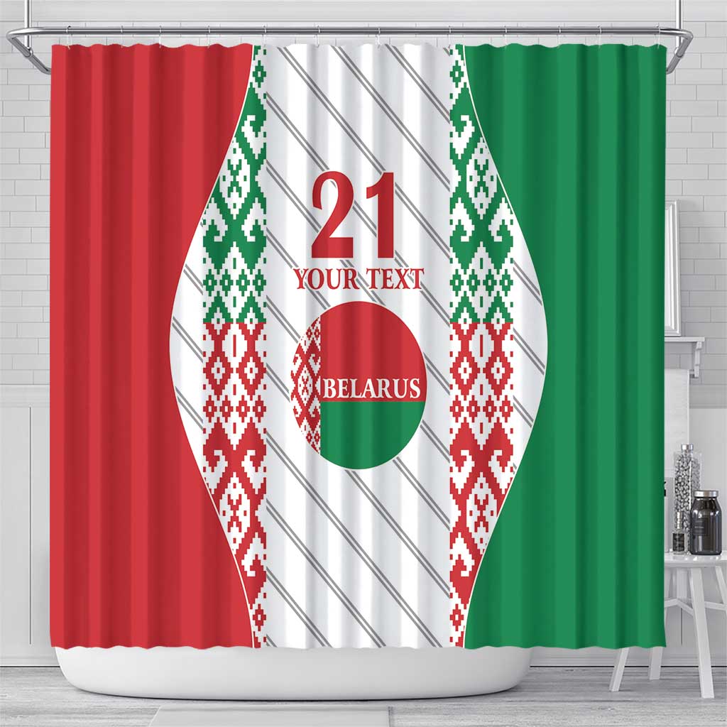 Belarus Football Custom Shower Curtain Rushnyk Pattern LT9