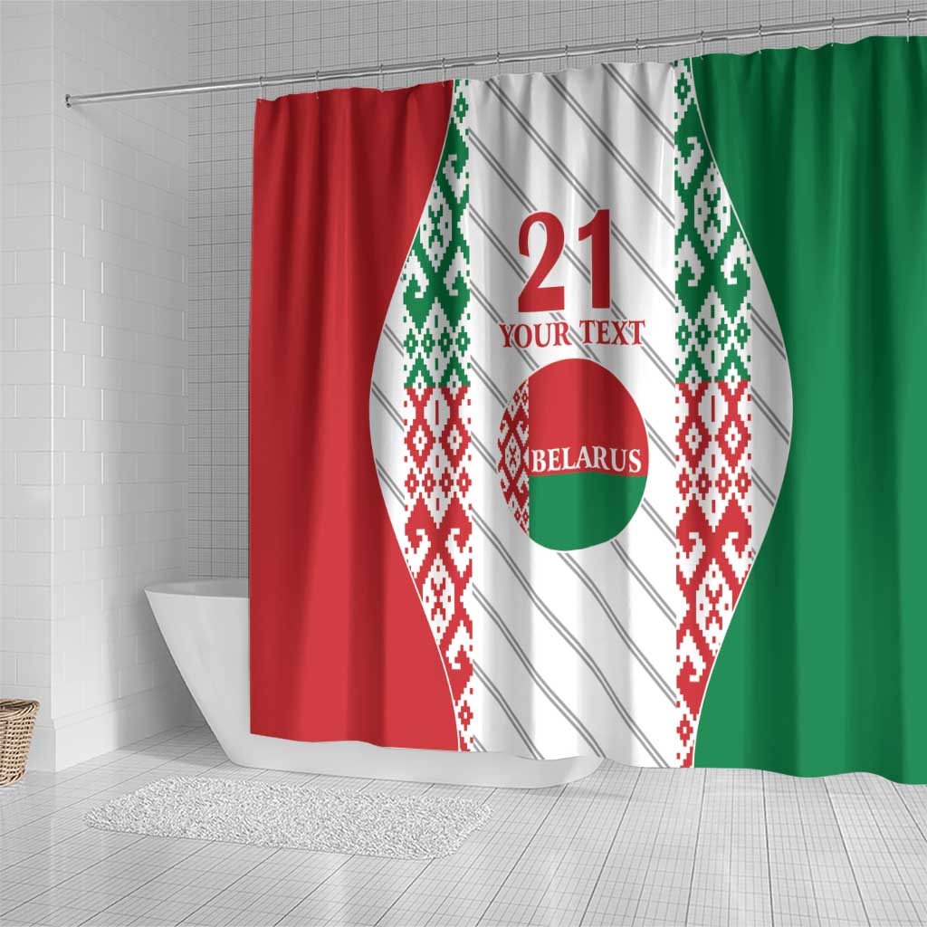 Belarus Football Custom Shower Curtain Rushnyk Pattern LT9