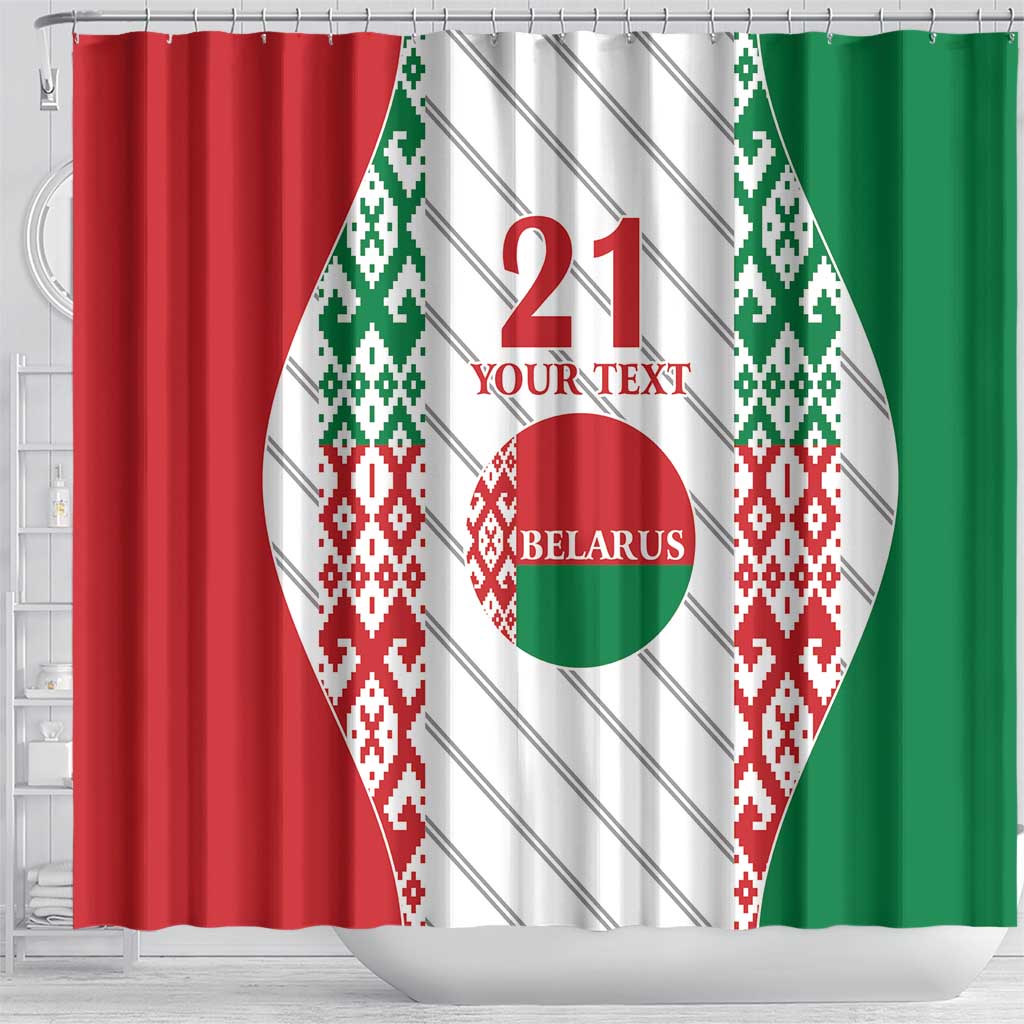 Belarus Football Custom Shower Curtain Rushnyk Pattern LT9