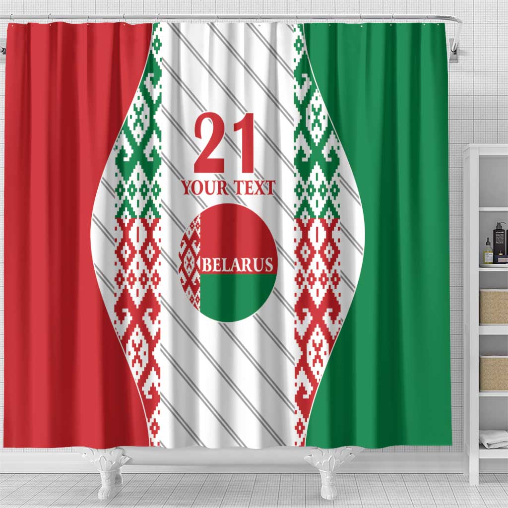 Belarus Football Custom Shower Curtain Rushnyk Pattern LT9