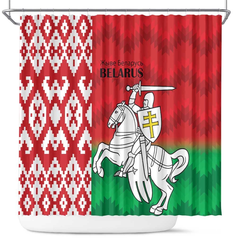 Republic of Belarus Shower Curtain Pahonia Rushnyk Pattern LT9