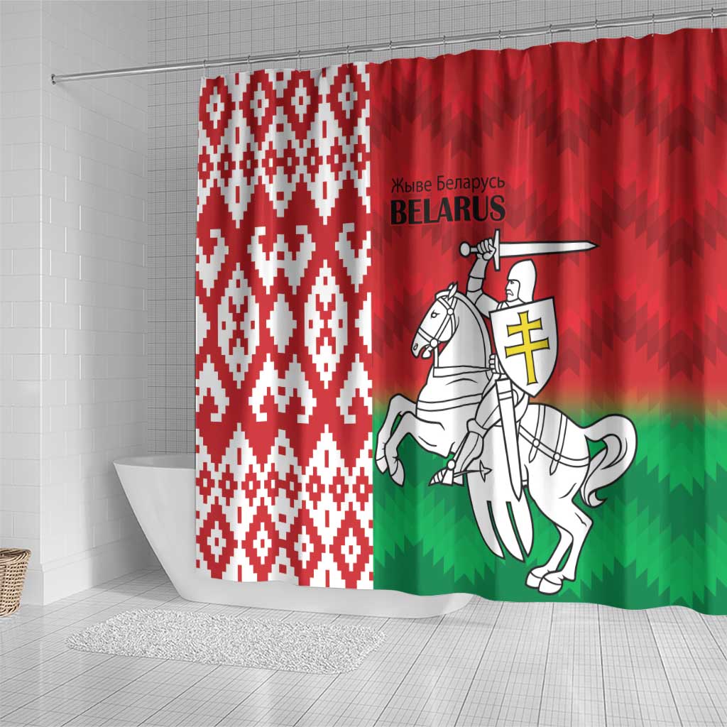 Republic of Belarus Shower Curtain Pahonia Rushnyk Pattern LT9