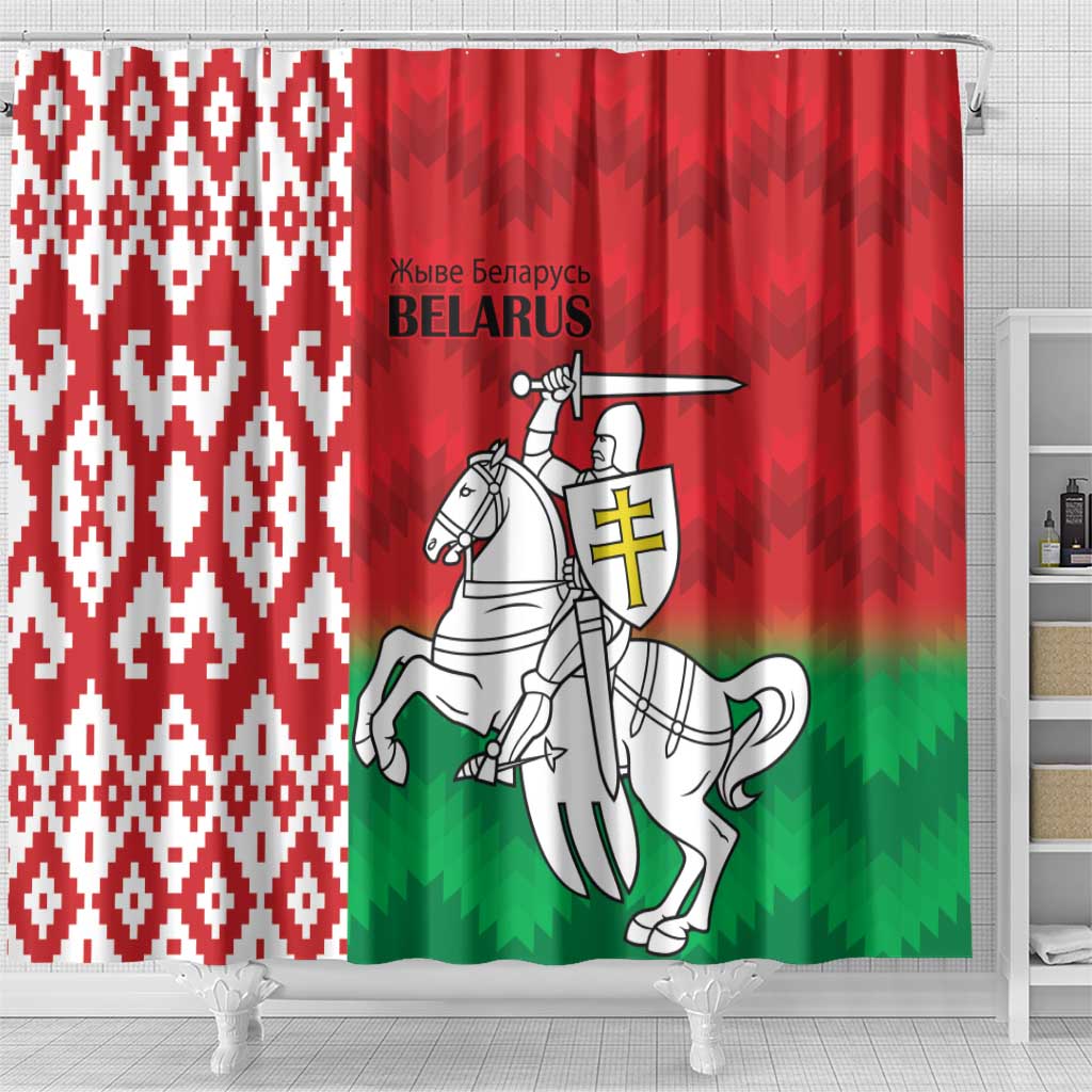 Republic of Belarus Shower Curtain Pahonia Rushnyk Pattern LT9