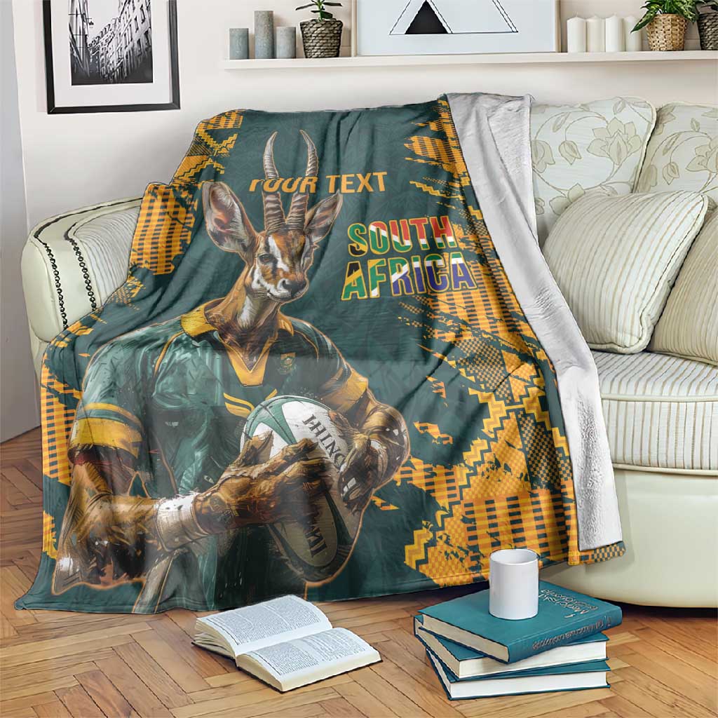 South Africa Rugby Custom Blanket Afro Springboks Mascot Sporty Version LT9