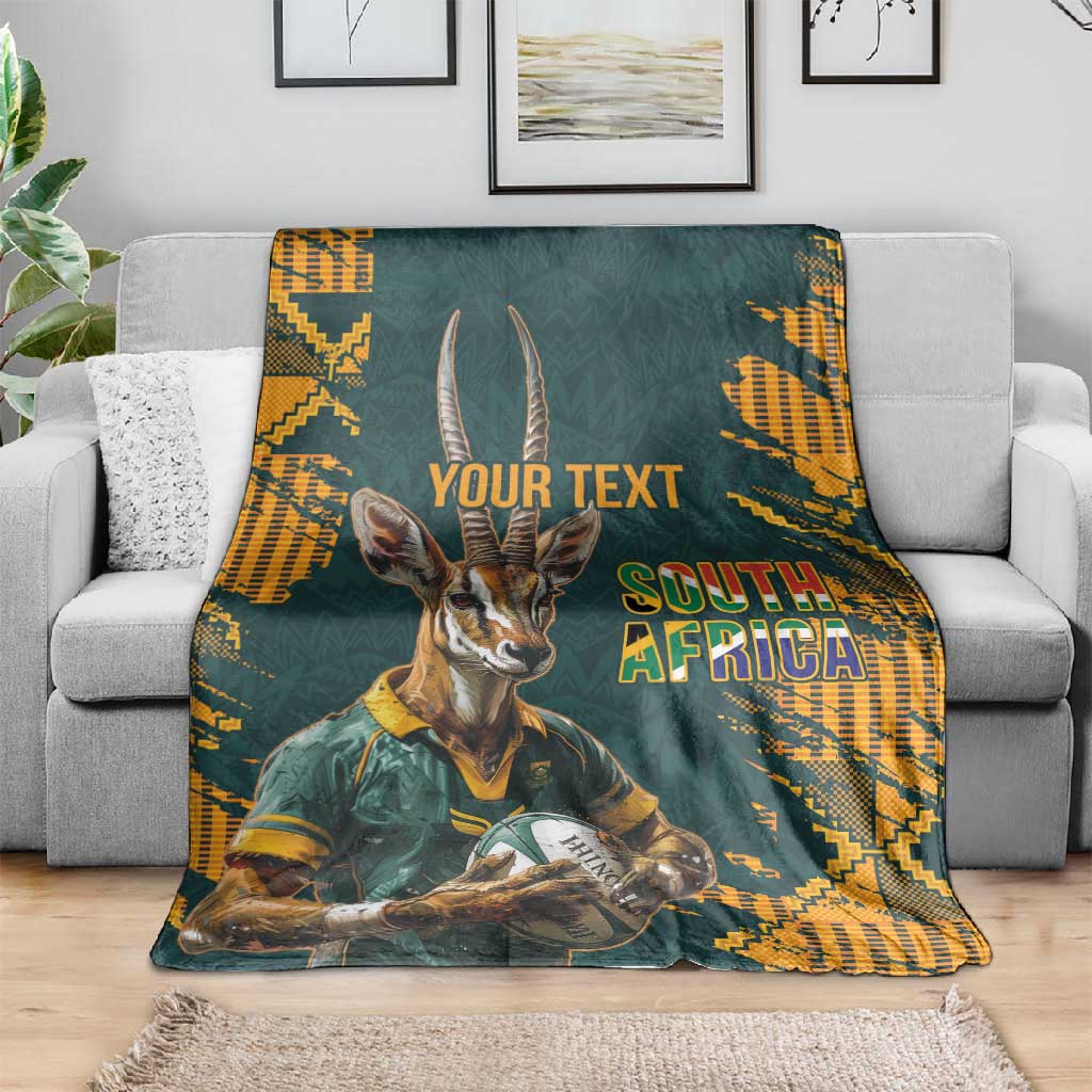 South Africa Rugby Custom Blanket Afro Springboks Mascot Sporty Version LT9