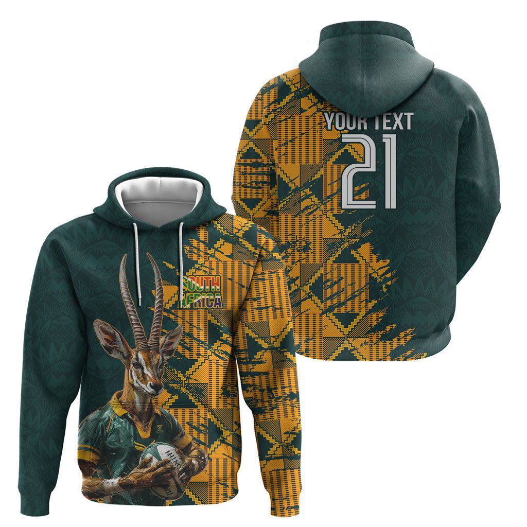 Custom South Africa Rugby Hoodie The Springboks Mascot Sporty Version LT9
