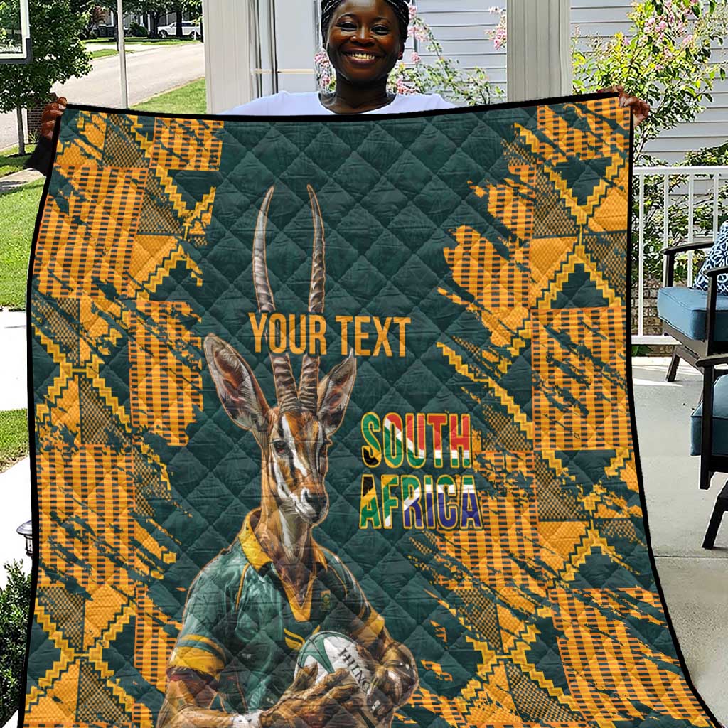 South Africa Rugby Custom Quilt Afro Springboks Mascot Sporty Version LT9
