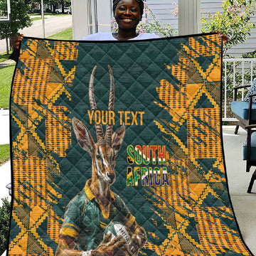 South Africa Rugby Custom Quilt Afro Springboks Mascot Sporty Version LT9