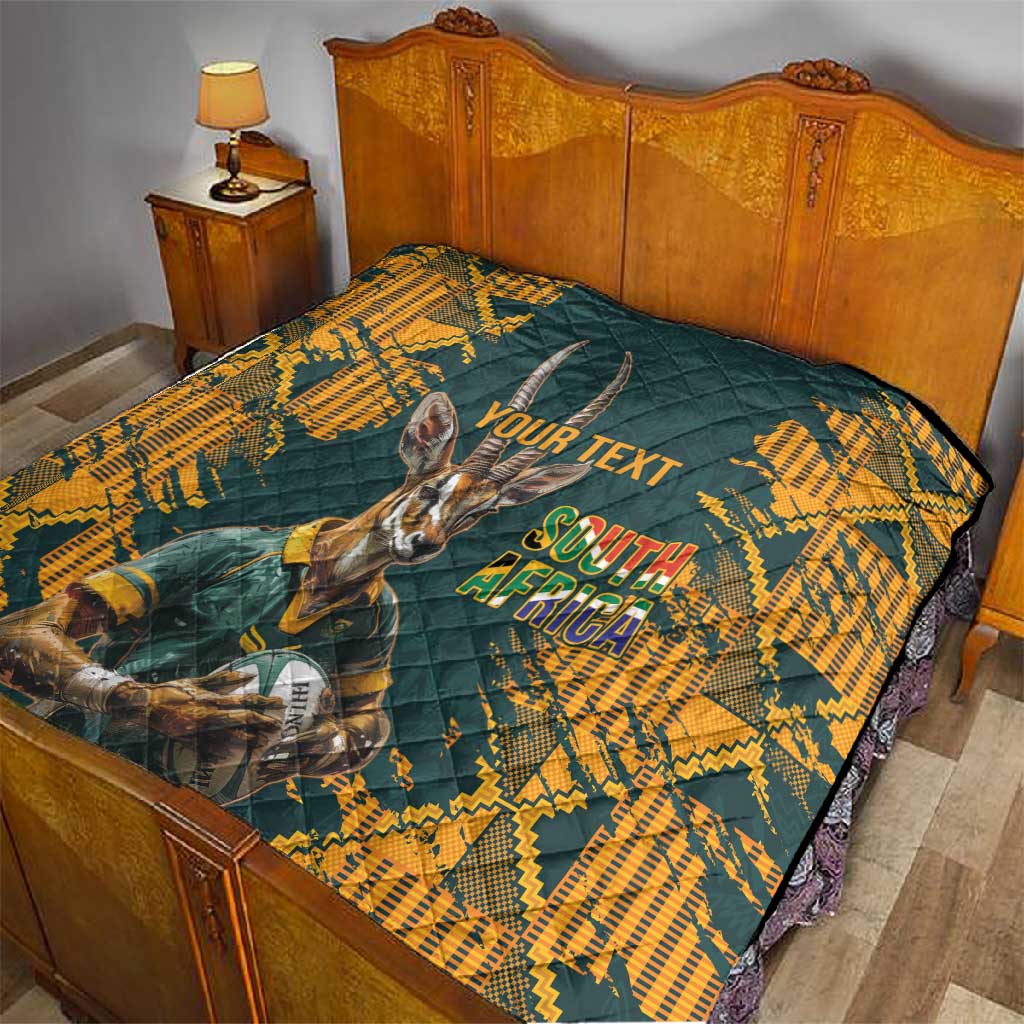 South Africa Rugby Custom Quilt Afro Springboks Mascot Sporty Version LT9