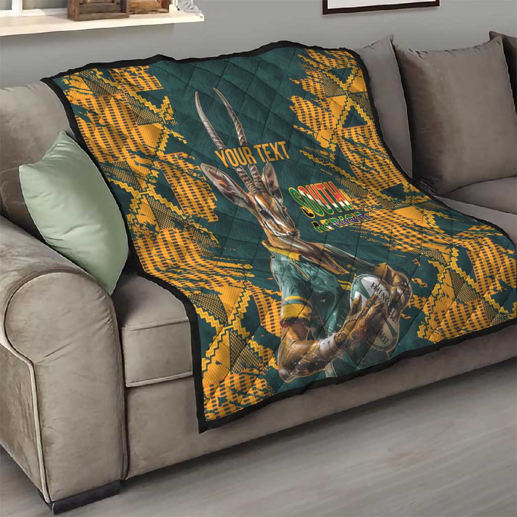 South Africa Rugby Custom Quilt Afro Springboks Mascot Sporty Version LT9