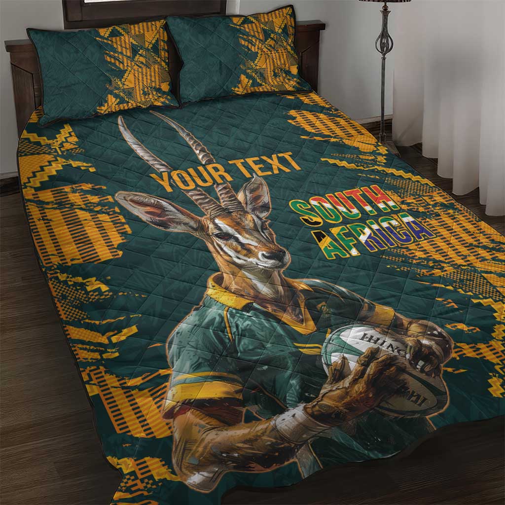 South Africa Rugby Custom Quilt Bed Set Afro Springboks Mascot Sporty Version LT9