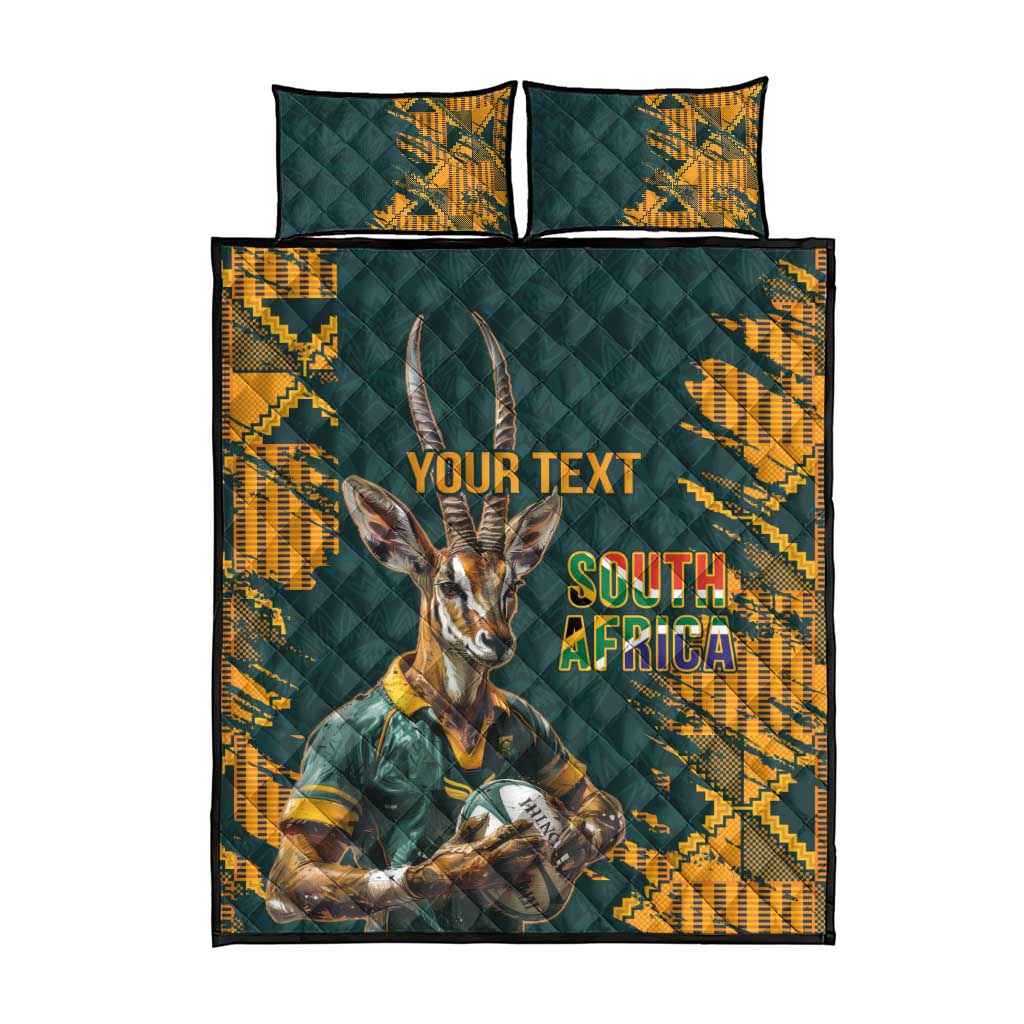 South Africa Rugby Custom Quilt Bed Set Afro Springboks Mascot Sporty Version LT9