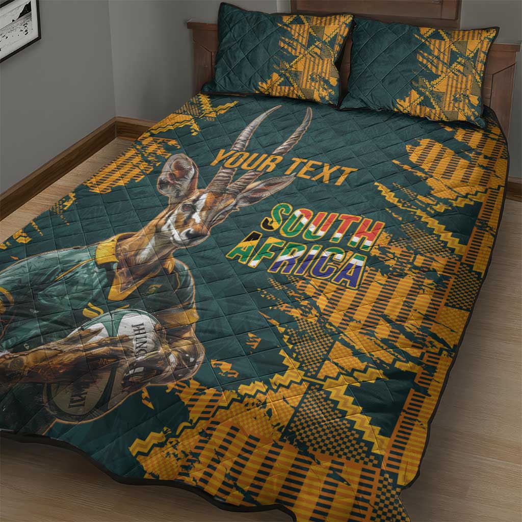 South Africa Rugby Custom Quilt Bed Set Afro Springboks Mascot Sporty Version LT9