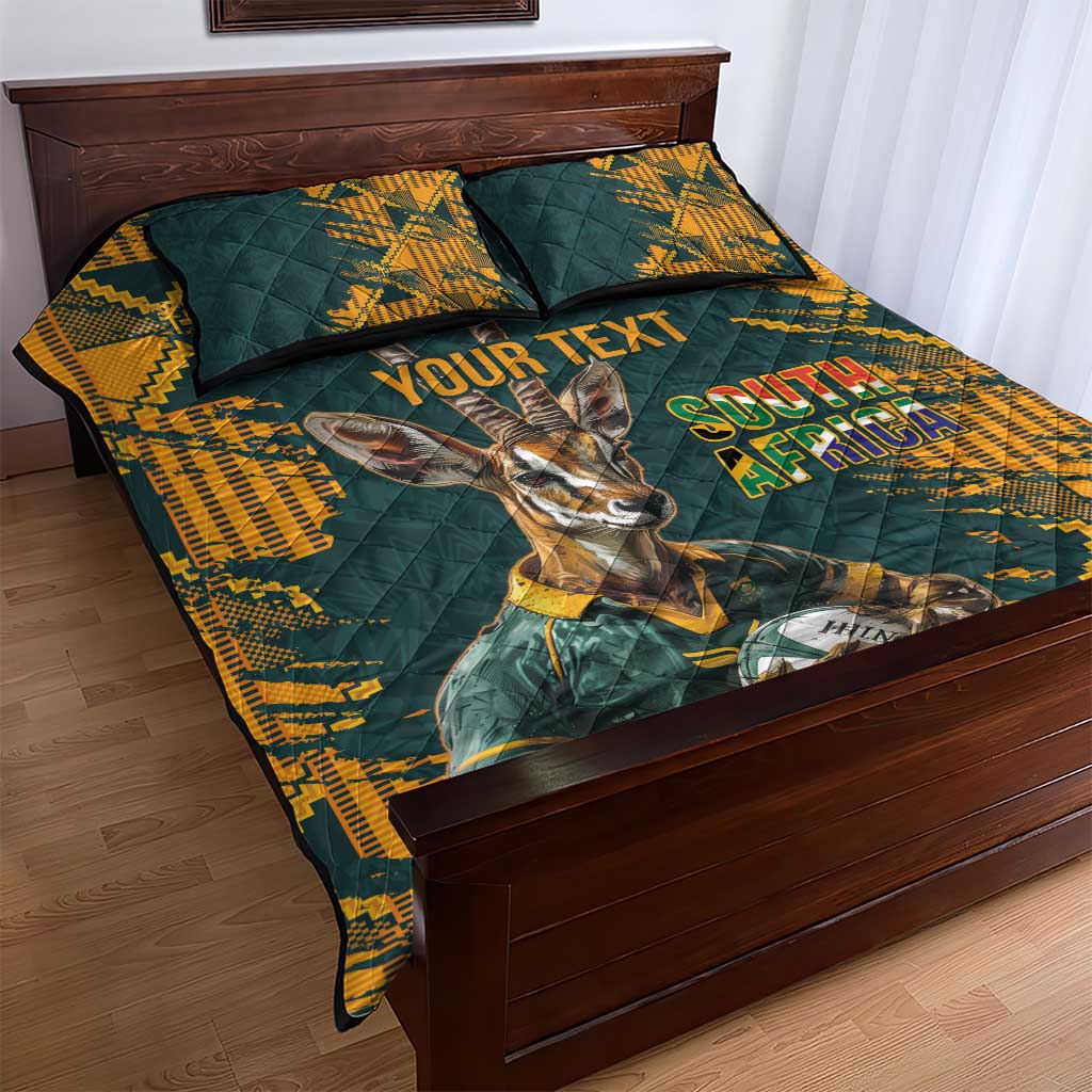 South Africa Rugby Custom Quilt Bed Set Afro Springboks Mascot Sporty Version LT9