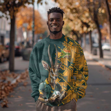 South Africa Rugby Custom Sweatshirt Afro Springboks Mascot Sporty Version LT9